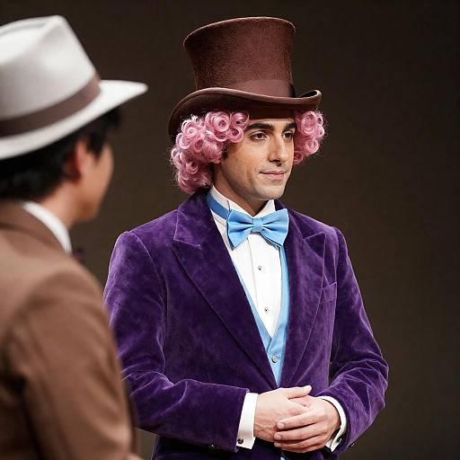 Elegant Man in Pink Curly Hair