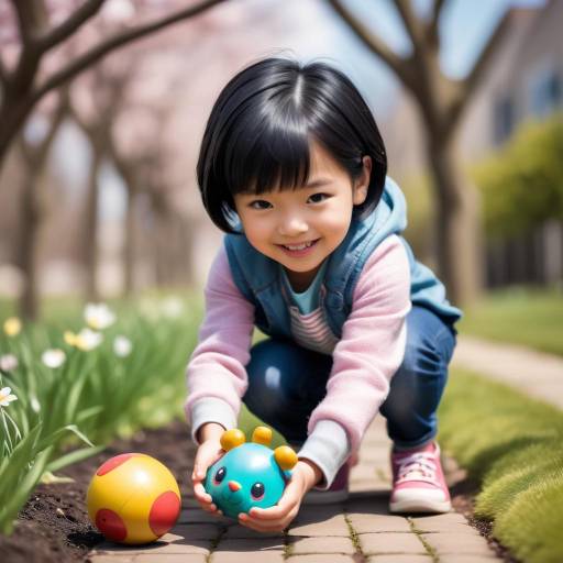 Playful Child in Springtime Closeup