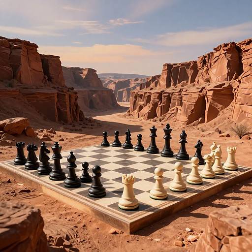 Gravity-Shifting Chessboard in Canyon