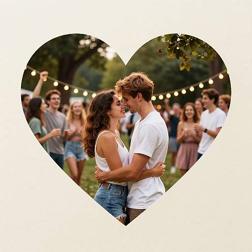 Young Couple Embracing at Outdoor Party