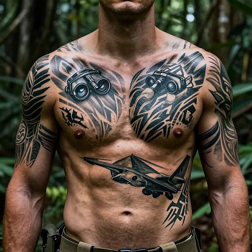 Rugged Soldier's Tactical Tattoo Art