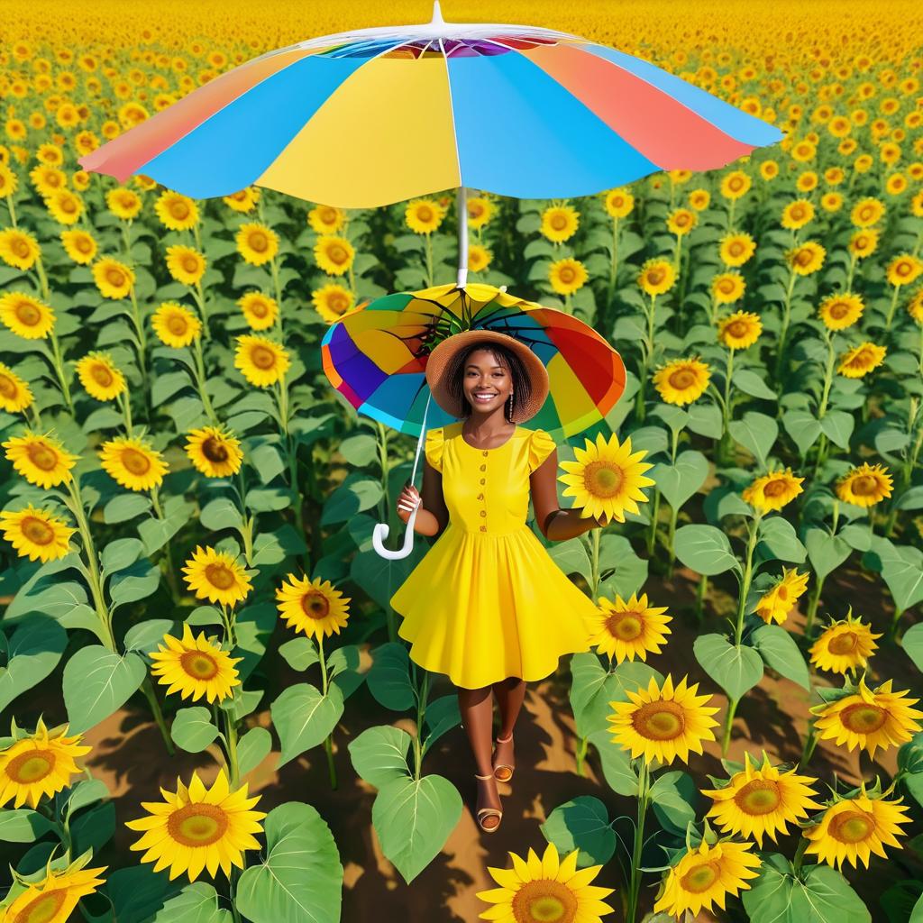 Joyful Figure in Sunflower Field