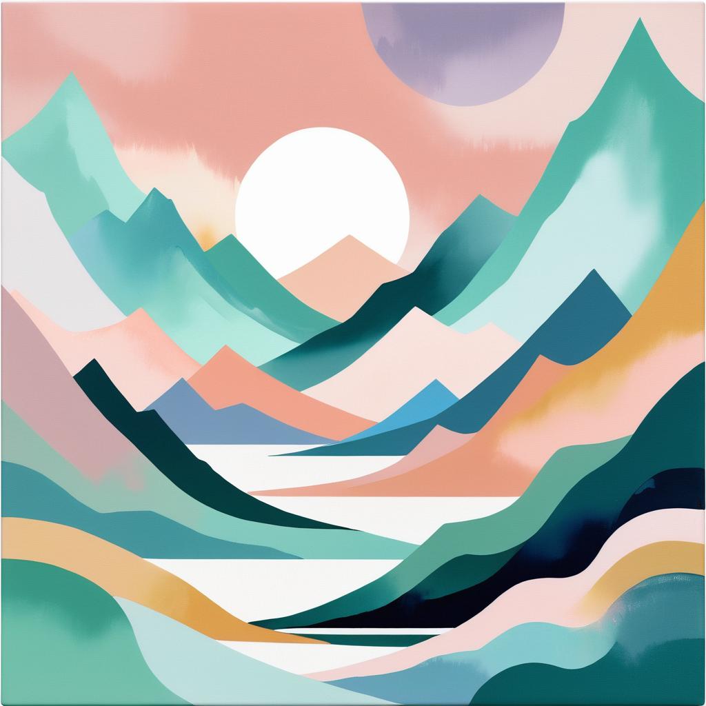 Serene Abstract Mountain Landscape Art