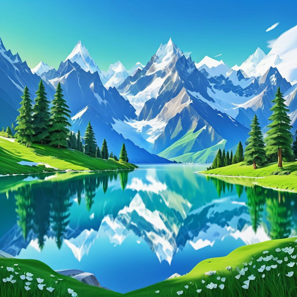 Majestic Mountain Landscape with Serene Lake