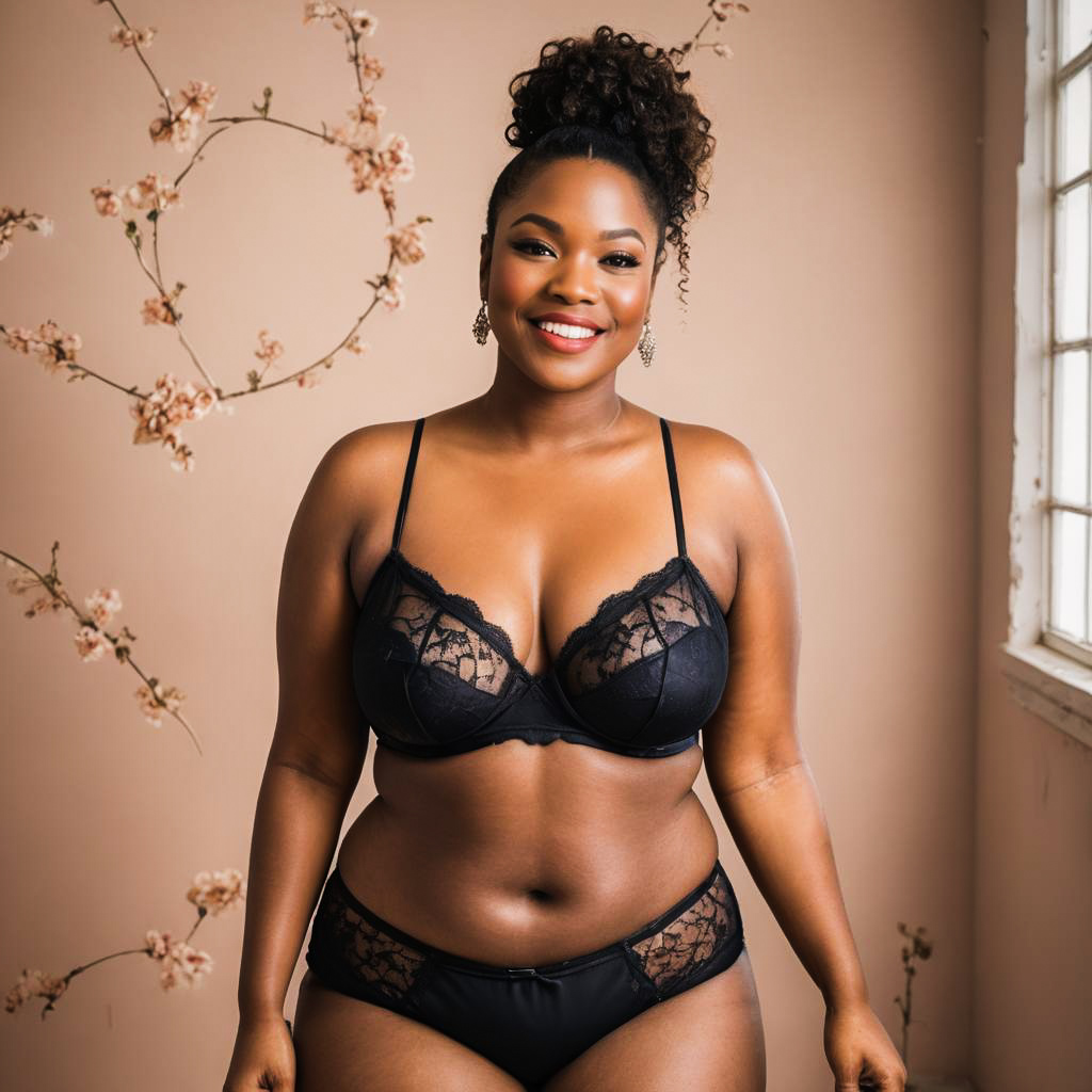 Curvy Model in Sheer Lingerie Photo Shoot