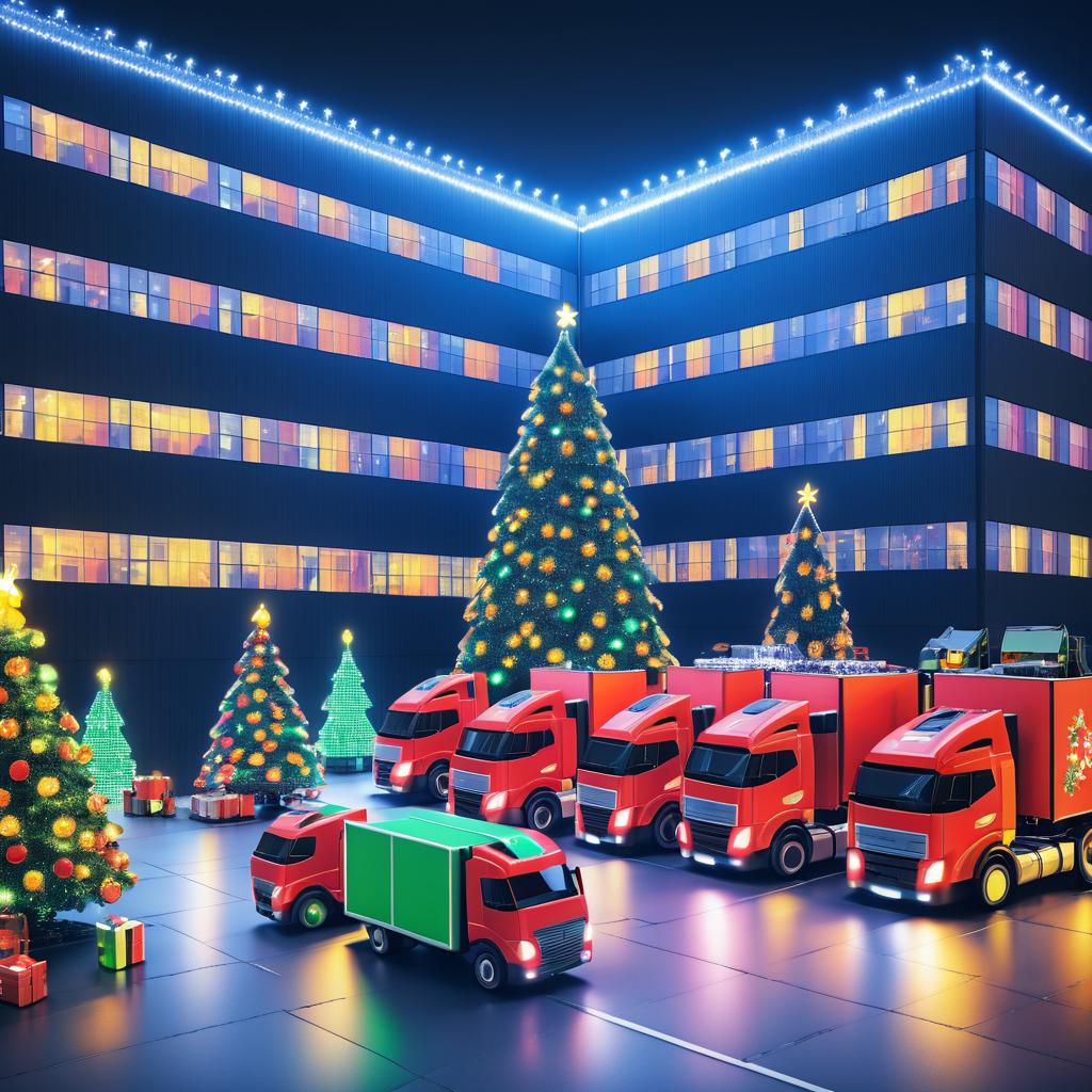 Robots Loading Toys for Christmas Delivery