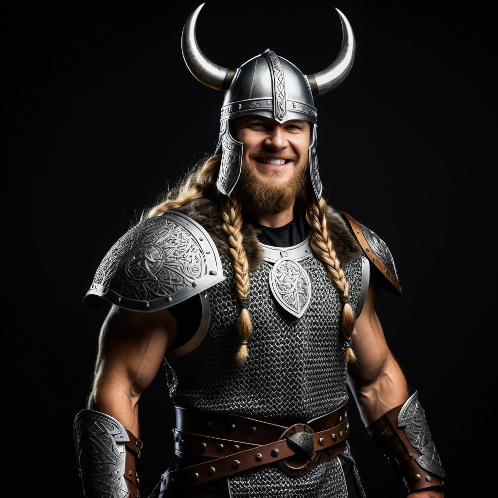 Grinning Norse Warrior Full Body Shot