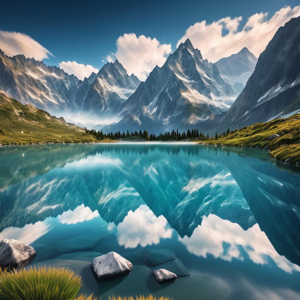 Majestic Mountain Range with Shimmering Lake