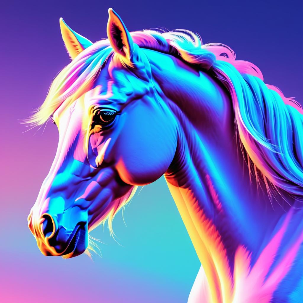 Retrowave Horse Profile in Pastel Hues