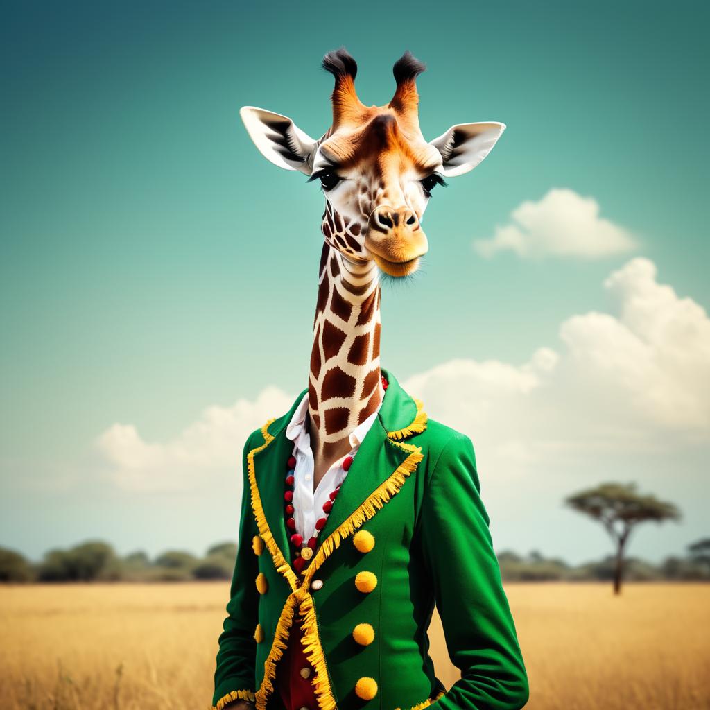 Whimsical Giraffe as Peter Pan Portrait