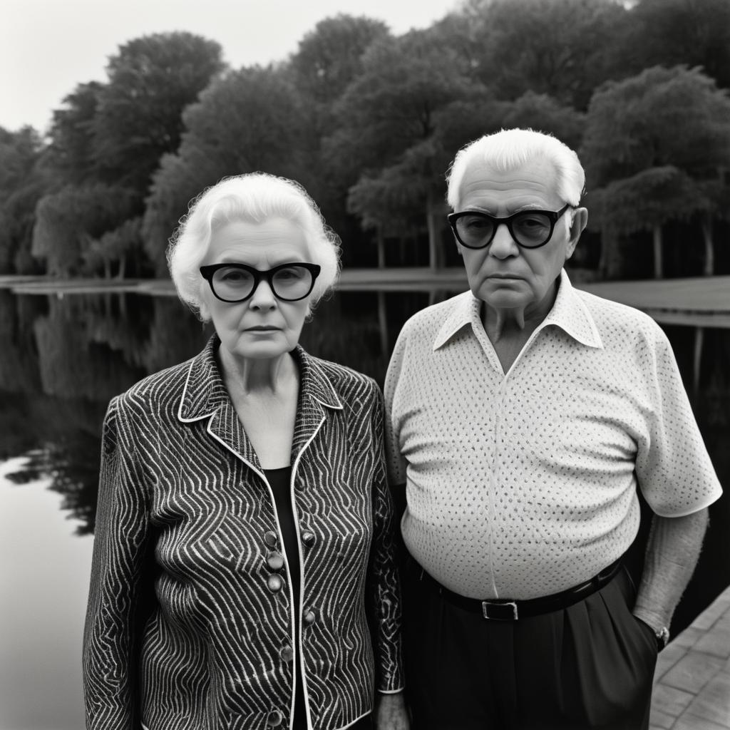 Serene Lakeside Portrait of Elderly Couple