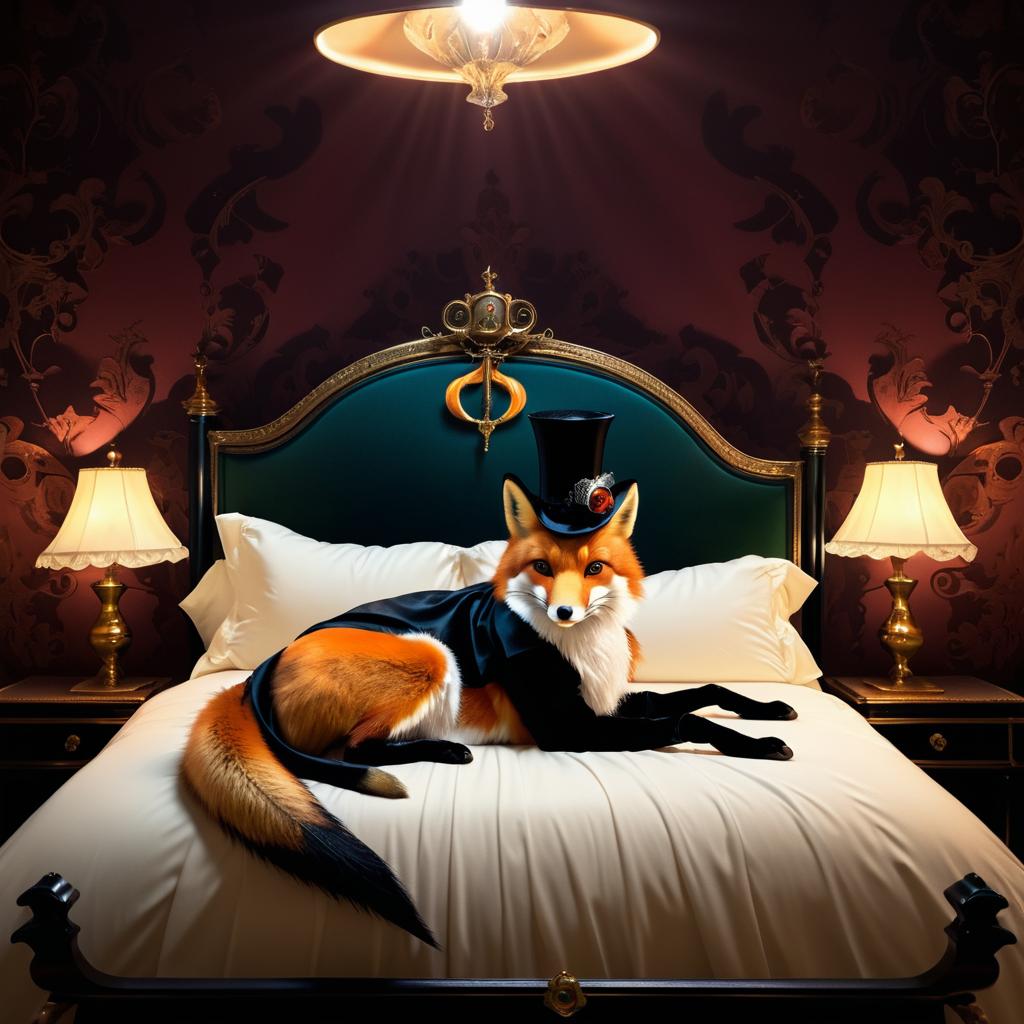 Victorian Fox in Bed with Scythe