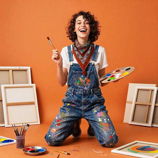 Vibrant Young Artist in Action