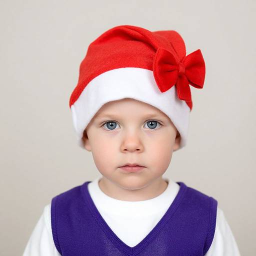 Child in Festive Santa and Stripes