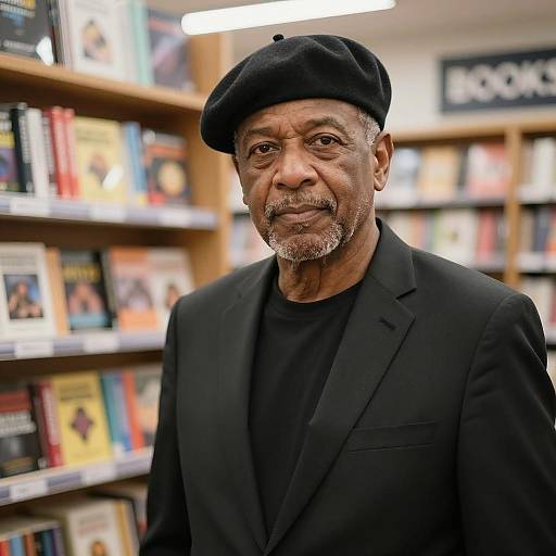 Elegant Man in a Cozy Bookstore