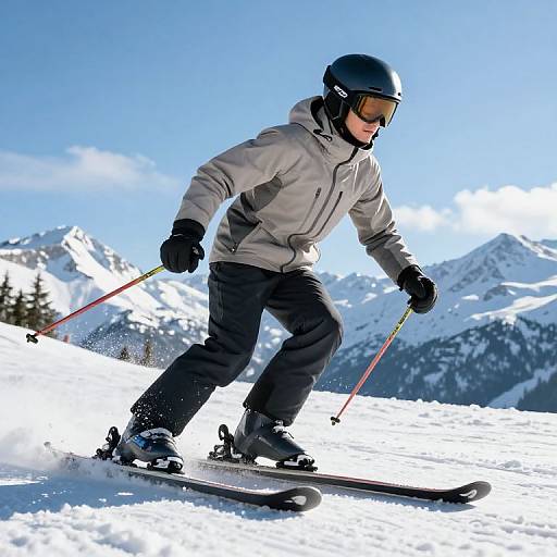 Skier in Goggles and Helmet