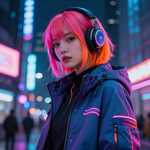 Cyberpunk Character in Neon City