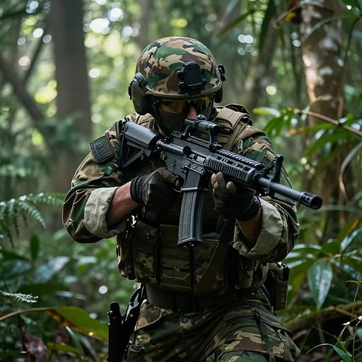 Soldier with M4A16 in Jungle