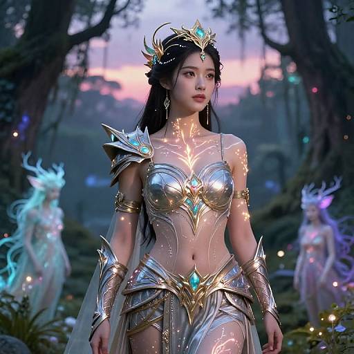 Mystical Warrior Princess in Enchanted Forest