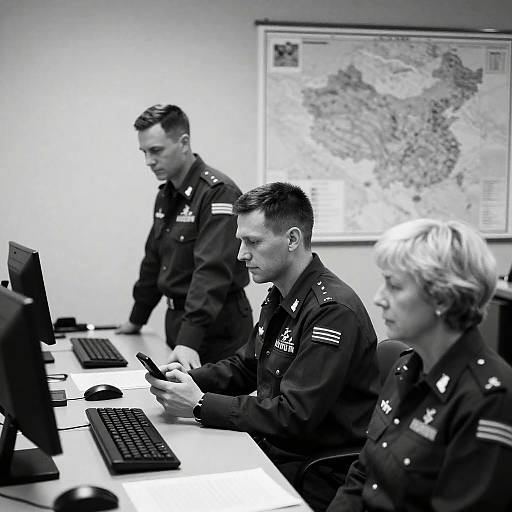 Military Personnel in Control Room