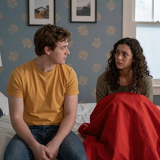 Intimate Bedroom Scene with Two People