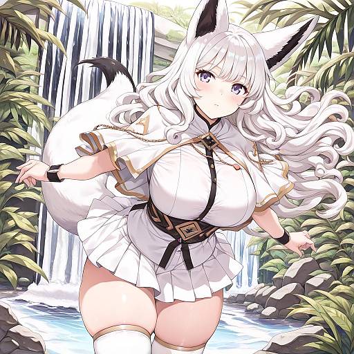 Majestic White-Haired Girl in Nature
