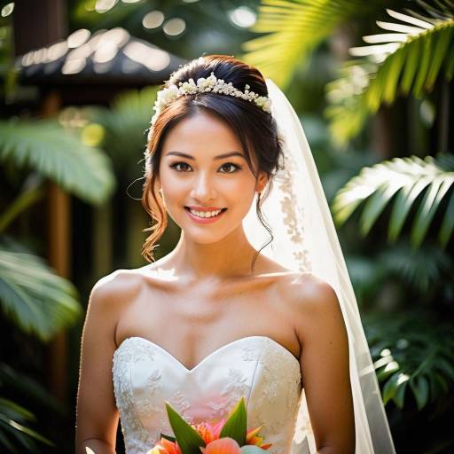Radiant Japanese Bride in Tropical Bliss