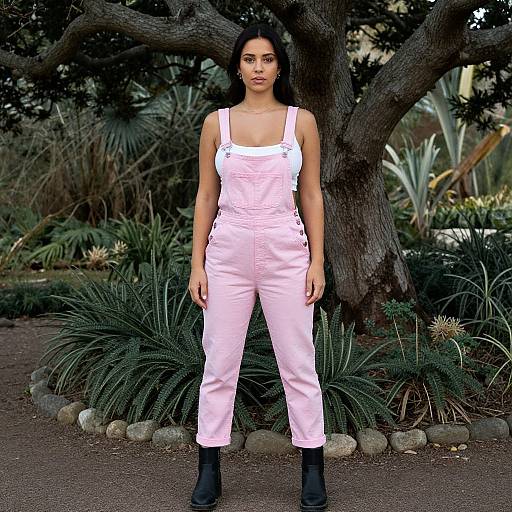 Woman in Pink Overalls Botanical Garden