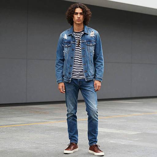 Edgy Young Man in Double Denim