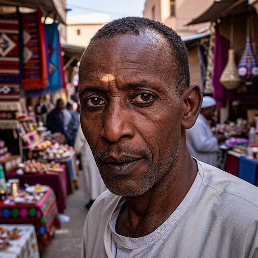 Portrait of African Man in Marrakech Souk
