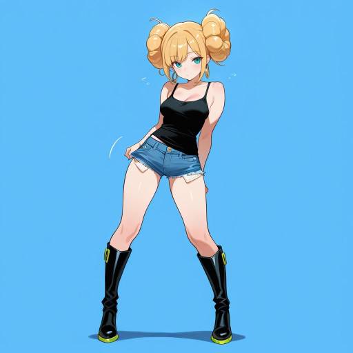 Charismatic Girl in Denim and Boots Charismatic Girl in Denim and Boots
