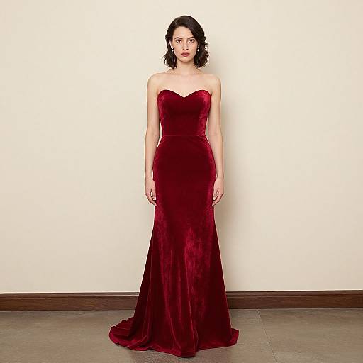 Elegant Red Velvet Wedding Dress