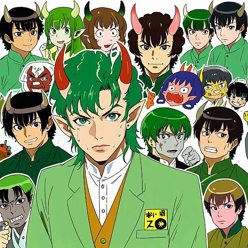 Illustration of Moroboshi ataru, urusei yatsura in the style of Mimikaki (men bow)