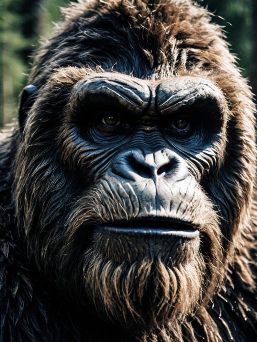 Close-up of Man in Realistic Bigfoot Costume
