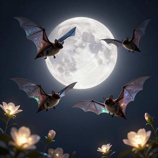 Mystical Nocturnal Scene with Glowing Flowers