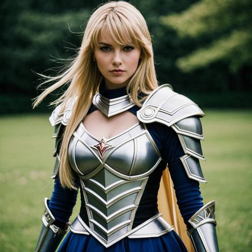 Blonde Woman in Armor Cosplay Outdoors