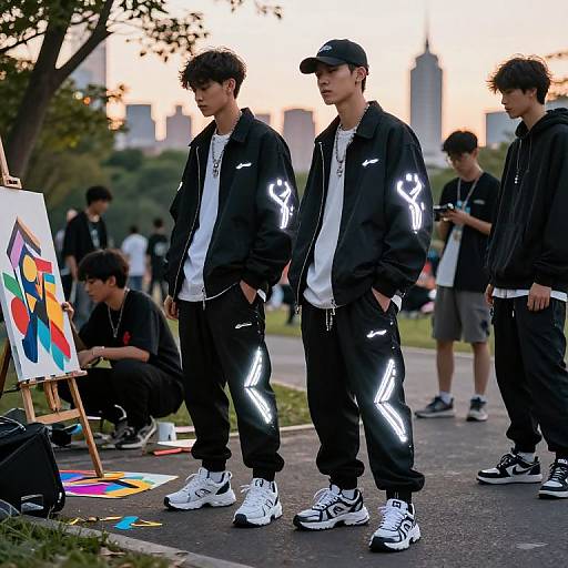 Futuristic Streetwear in Urban Park