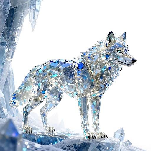 Glowing Crystal Wolf Above Frozen Caves