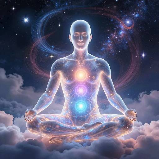 Ethereal Meditating Transparent Figure