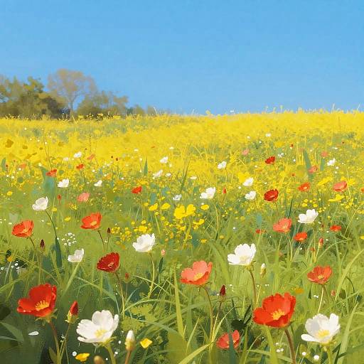 Vibrant Dreamy Meadow Landscape