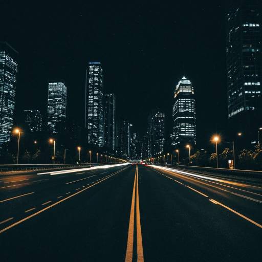 Night Cityscape with Light Trails