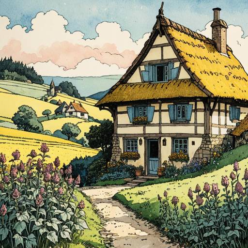 Cozy Medieval European Cottage in Sunny Rolling Hills