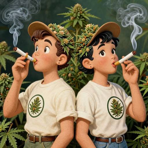 Vintage Weed Characters Smoking Joints