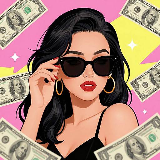 Pop Art Woman with Dollar Bills