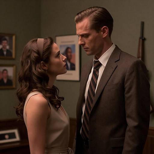 Intense Moment Between Man and Woman in Dimly Lit Room