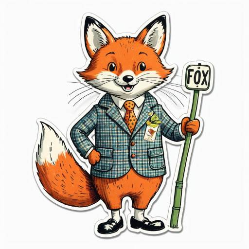 Anthropomorphic Fox in Tweed Suit Sticker