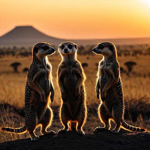Meerkats at Sunrise in the Serengeti