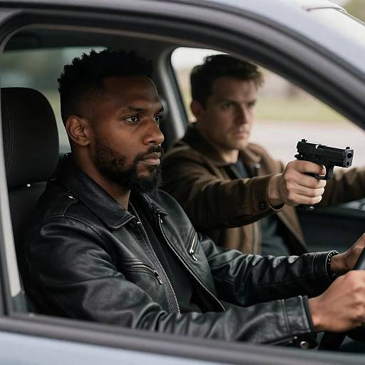 Intense Driving Scene with Accessory Action