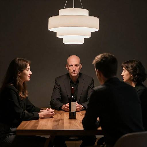 Business Meeting in Dimly Lit Room