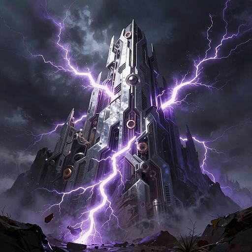 Futuristic Tower with Arcane Lightning